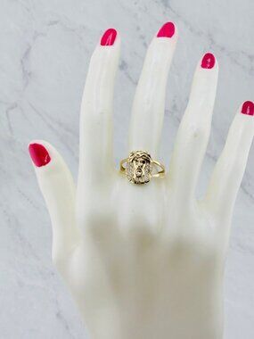 10k Gold Ring divine Jesus face - Anillo en Oro rostro divino